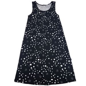 RATIA Dress Womens Extra‎ Small Black White Sleeveless A-Line Polka Dot Pattern